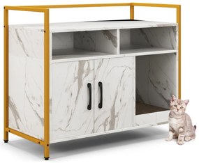 Móvel para Caixa de areia para gatos com prateleira 89 x 45 x 74,5 cm Cinza e Branco