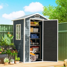 Abrigo de Jardim, 128 x 104 x 196 cm, Porta com Fechadura, Cinzento