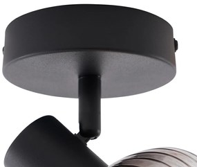 Foco de teto moderno preto com vidro fumê redondo - Teddy Moderno