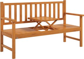 Outsunny Banco de Jardim com Mesa Central Elevatória e Apoios de Braço, em Madeira, 153x56x91 cm, Castanho Chiaro | Aosom Portugal