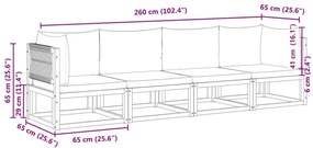 4 pcs conjunto de sofás de jardim com almofadões acácia maciça