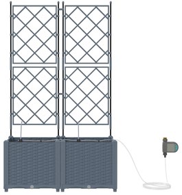 Vasos de Jardim com Sistema de Irrigação 2 pcs Cinzento-claro
