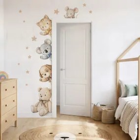 Papel de parede para a parede à volta da porta - Urso e animais com um laço