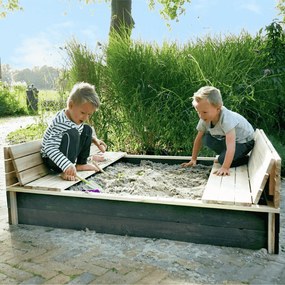 Caixa de areia de madeira para crianças Aksent 136 x 132 cm cinzenta