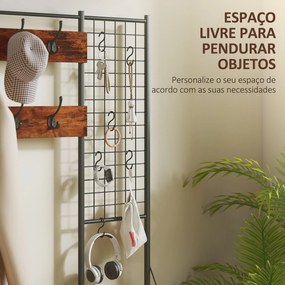 Suporte para Cabides Móvel de Arrumação com Sapateira 14 Ganchos 7 Gavetas de Tecido e Prateleira 100x30x183 cm Castanho Rústico