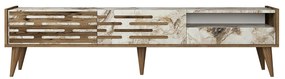 Móvel TV Valensiya – Nogueira/Branco/Mármore – 180x35x45 cm