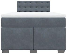 Cama boxspring com colchão 120x190 cm veludo cinzento-escuro