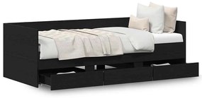 Cama Carvalho Preto Madeira Derivada 90 x 200 cm Durável Cama