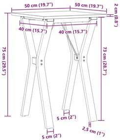 Mesa de jantar estrutura em Y 50x50x75 cm pinho e aço