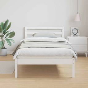 Estrutura de Cama com Cabeceira Branca 80x210 cm Madeira Maciça de Pin
