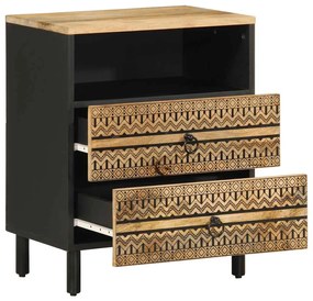 Mesa cabeceira 50x33x62cm madeira mangueira áspera maciça preto