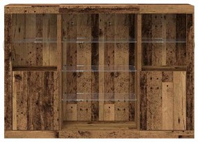 Buffet com Luzes LED Madeira Velha 142.5x37x100 cm Madeira de Engenhar