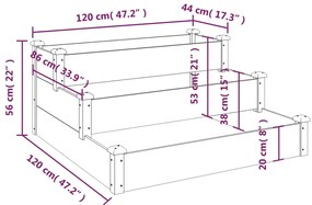 Canteiro elevado de jardim 120x120x56cm abeto maciço cinzento