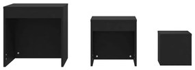 Mesas de encastrar 3 pcs derivados de madeira preto