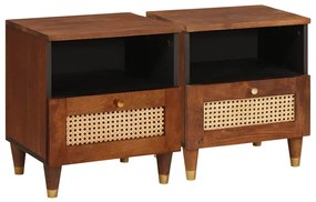 vidaXL Armário de Cabeceira com gaveta 2 pcs Castanho 40 x 33 x 46 cm
