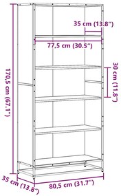 Estante 80,5x35x170,5 cm derivados de madeira cinzento sonoma