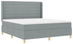 Cama Box com Colchão e Luz LED Cinza Claro 180x200 cm Tecido