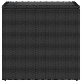 Mesa de apoio jardim c/ tampo vidro 58x27,5x55 cm vime PE preto