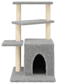 Árvore p/ gatos c/ postes arranhadores sisal 83,5cm cinza-claro