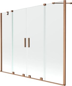 Mexen Velar Duo divisória de banho de 2 painéis deslizantes 200 x 150 cm, transparente, cobre escovado - 896-200-000-02-65