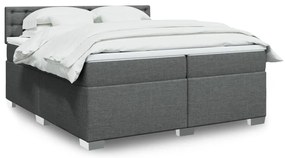 vidaXL Cama com molas/colchão 200x200 cm tecido cinzento-escuro