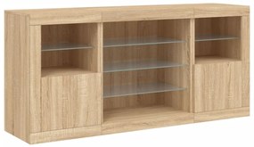 Aparador com luzes LED 142,5x37x67 cm carvalho sonoma