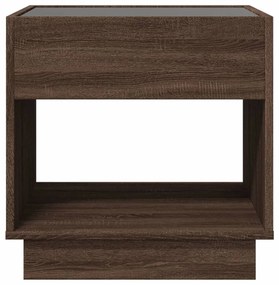 Mesa de cabeceira c/ LED Infinity 50x50x50 cm carvalho castanho