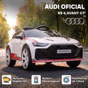 Carro Elétrico para Crianças Audi RS 6 Avant GT 12V com Comando à Distância 2,4 G Motor Duplo Arranque Suave e Suspensão