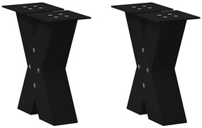 vidaXL Pés para mesa de centro em formato de X, 2 peças, preto, 40x(30-31) cm, aço
