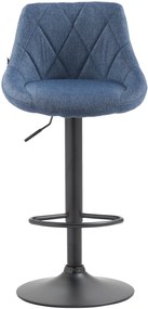 Banco de bar Lazio em tecido e com estrutura preta 46 x 83-104 x 49 cm Azul