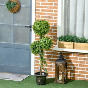 Planta artificial, árvore artificial altura 115 cm com 3 bolas de buxo e vaso de cimento, para interior e exterior Verde