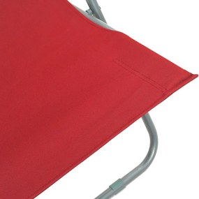 Cadeiras de praia dobráveis 2 pcs aço e tecido oxford vermelho