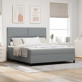 vidaXL Cama Box Spring com Colchão Cinza Claro Super King Tecido
