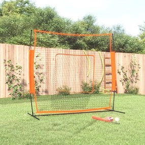 vidaXL Rede basebol portátil 219x107x212 aço/poliéster vermelho/preto
