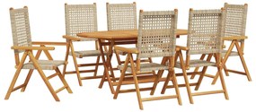 vidaXL Conjunto de Jantar para Jardim 7 pcs Bege