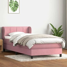 vidaXL Cama com molas/colchão 100x220 cm veludo Rosa