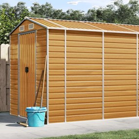 vidaXL Abrigo de jardim 191x725x198 cm aço galvanizado castanho-claro