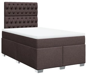 Cama boxspring com colchão 120x190 cm tecido castanho-escuro