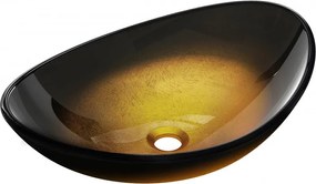 Mexen Sonia lavatório de vidro de bancada 54 x 37 cm, dourado escuro - 24145451