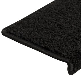 Tapete/carpete para degraus 15 pcs 65x21x4 cm preto