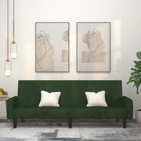 vidaXL Sofá-cama de 2 lugares veludo verde-escuro