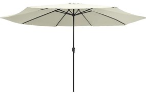 Guarda-sol de jardim com poste de metal 390 cm branco areia