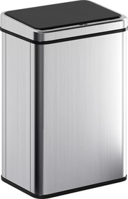 HOMCOM Lixeira com sensor 40 L Aço inoxidável Lixeira automática com tampa de fecho suave Sensor de movimento 35,5 x 26 x 55 cm Prata | Aosom Portugal
