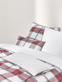 Capa de edredão em percal de algodão xadrez com rebordo Scarlet
