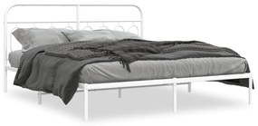 Estrutura de cama com cabeceira 160x200 cm metal branco