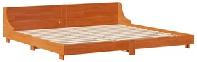 Cama sem colchão 200x200 cm pinho maciço castanho-mel