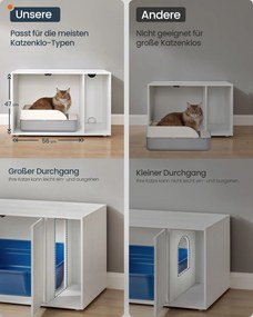 Armário para caixa de areia gatos com portas de abertura fácil para gatos grandes 80 x 50 x 50 cm Branca