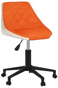 vidaXL Cadeira de jantar giratórias couro art. laranja/branca