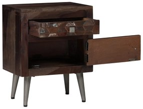 Mesa de cabeceira em madeira recuperada maciça 40x30x50 cm