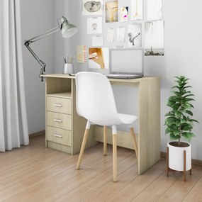 vidaXL Secretária c/ gavetas 110x50x76cm contraplacado carvalho sonoma